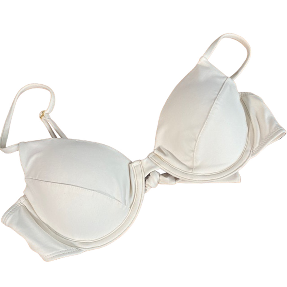 Knight White Adjustable Strap Tie Back Summer Beachy Bikini Top Women Sz L